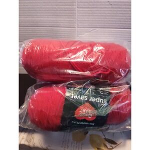3-RED HEART SUPER SAVER 7 oz skeins Yarn Cherry Red E300 New Lot of 3